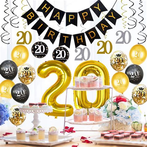 Hankrobot 20th Birthday Decorations Party Supplies 42pack Gold Number