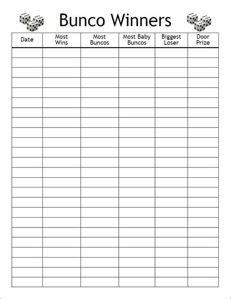 printable bunco score sheets table tally sheet  artofit