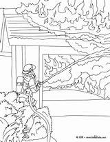 Firefighter Fireman Extinguishes sketch template