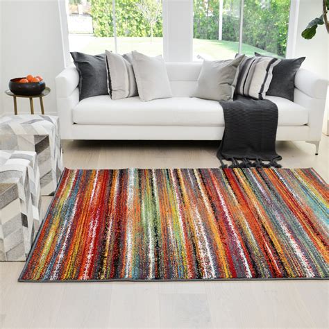 hr colorful rainbow area rug  modern rug  living room dcor  rug trends bright multi