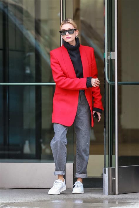 Hailey Baldwin Puts On A Stylish Display In A Red Blazer