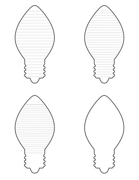 printable christmas light bulb shaped writing templates