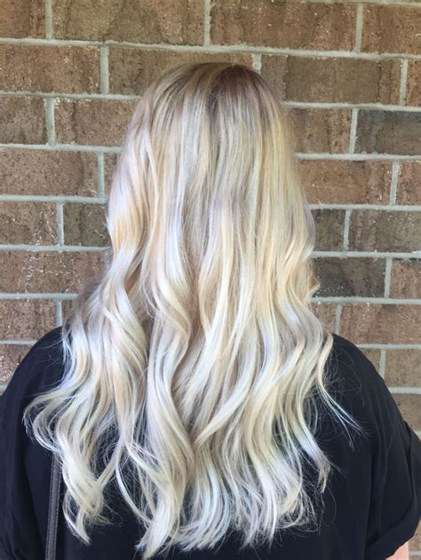 Platinum Blond Hair Balayage Back View