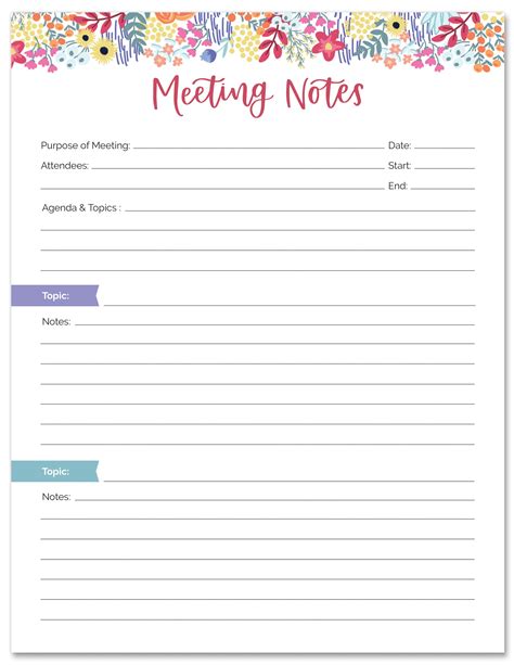 printable meeting notes templates meeting minutes templates