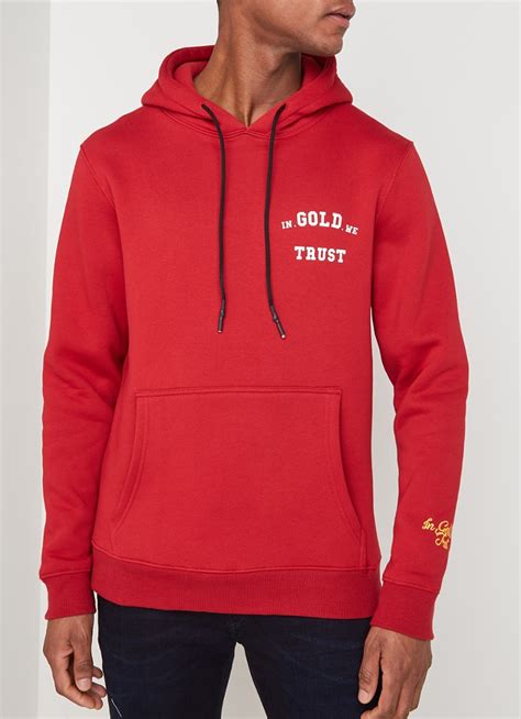 gold  trust exclusive bijenkorf hoodie met logoprint bordeauxrood de bijenkorf