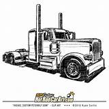 Peterbilt Semi Dxf Freightliner Tractor Rig Camiones sketch template