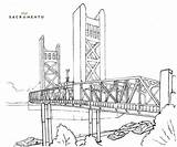 Bridge Coloring Tower Sacramento Pages sketch template
