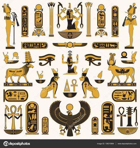 Ancient Egyptian Symbols And Decorations In Yellow Black