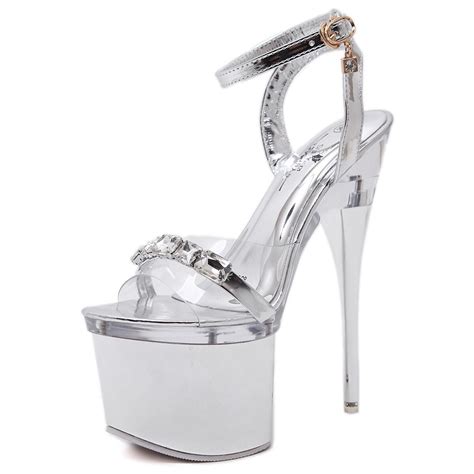 buy poadisfoo super high heel 18cm shoes silver