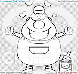 Worker Painter Loving Male House Clipart Cartoon Cory Thoman Outlined Coloring Vector sketch template