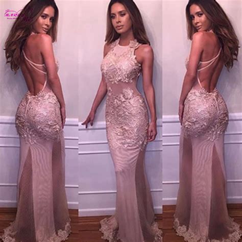 Backless Lace Mermaid Formal Dresses Appliques Sexy Tight