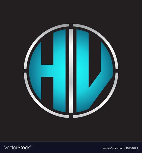 hv logo initial  circle  cut design vector image