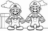 Mario Coloring Luigi Bros Kids Pages sketch template