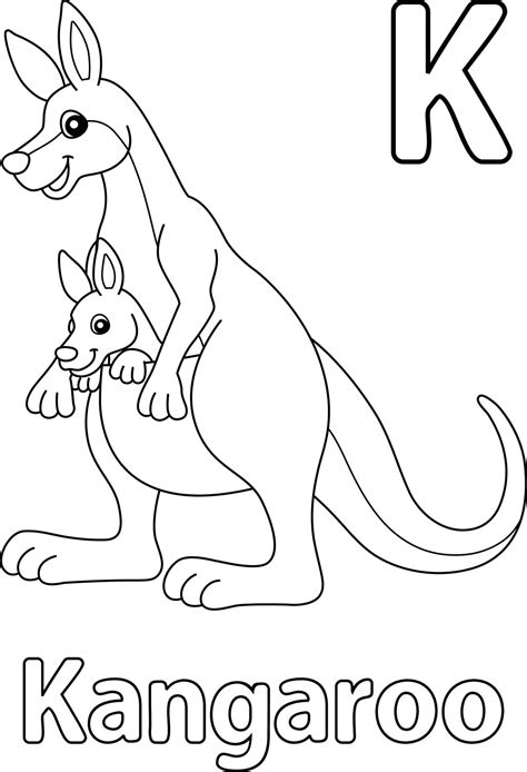 kangaroo  kid alphabet abc coloring page   vector art