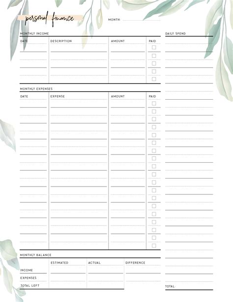 printable balance sheet template
