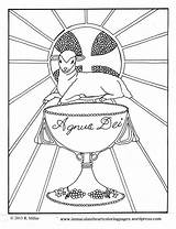 Sacrifice Eucharist Agnus Sacrament sketch template