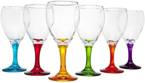 Multi Color Wine Glasses Set Of 6 10oz Colors Vary In 2021 Wine