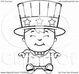 Uncle Sam Sitting Boy Coloring Clipart Happy Cartoon Outlined Vector Cory Thoman Royalty sketch template