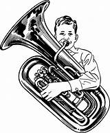 Tuba Drawing Clipart Instrument Sousaphone Playing Brass Clip Instruments Euphonium Player Musical Coloring Openclipart Women Da Svg Monochrome Vector Collaboration sketch template