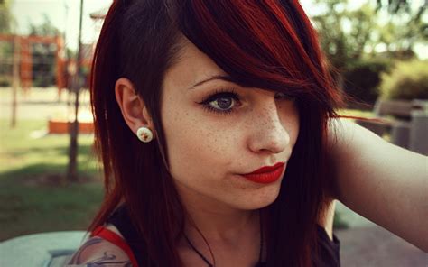 wallpaper face women redhead model long hair glasses lipstick