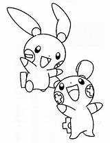 Pokemon Minun Plusle Coloriage Emolga Legendary Enfant Visiter Getcolorings sketch template