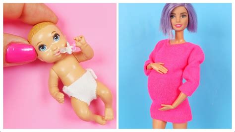 diy barbie hacks pregnant barbie newborn baby barbie miniature doll