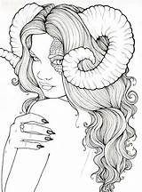 Coloring Demon Girl Pages Fantasy Drawing Adult Deviantart Tattoo Printable Adults Foux Face Drawings Line Sketches Colouring Book Demons Sheets sketch template