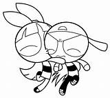 Coloriage Nanas Supers Blossom Powerpuff Kissing sketch template