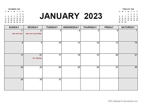 january  calendar  holidays calendarlabs