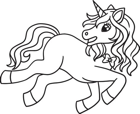 playing unicorn isolated coloring page  kids  vector art
