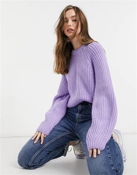 bershka crew neck sweater  lilac asos