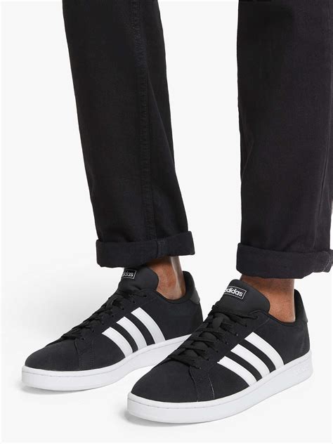 adidas grand court mens suede trainers core blackftwr white  john lewis partners
