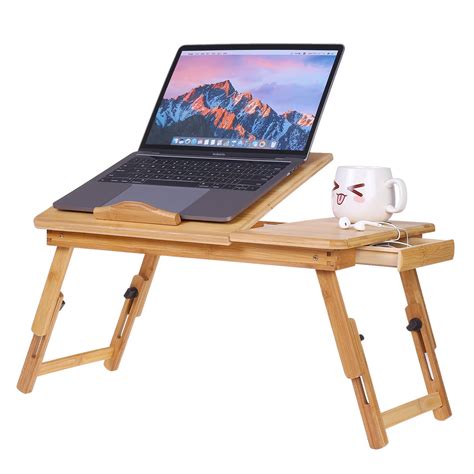bamboo portable laptop computer notebook desk table folding breakfast