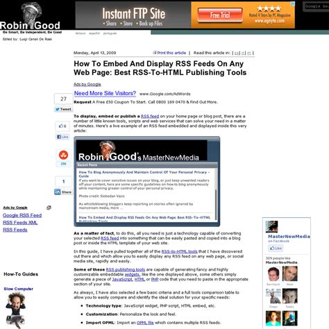 embed  display rss feeds   web page  rss  html