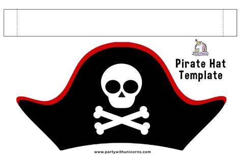 printable pirate hat template  kids party  unicorns