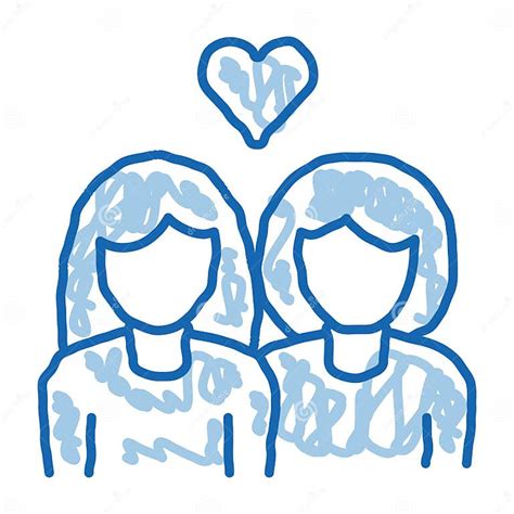 lesbians love doodle icon hand drawn illustration stock vector
