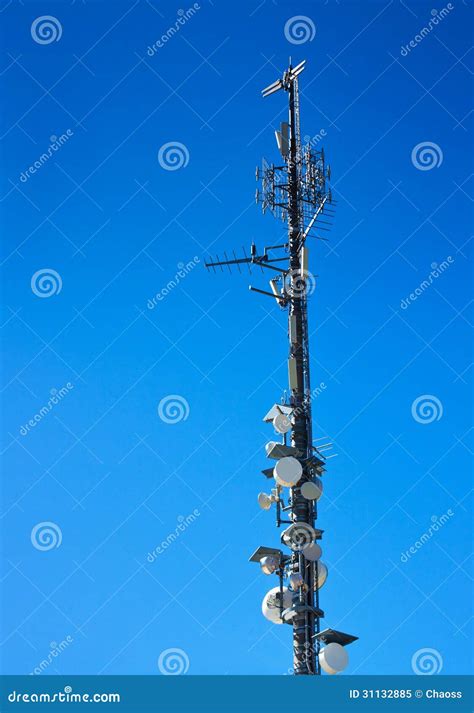 signal tower stock image image  blue transmitter