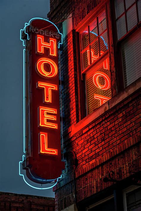 neon sign  hotel  texas photograph  panoramic images fine art