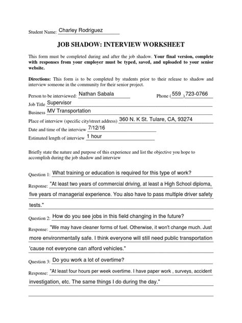 interview questions worksheet form labor employment