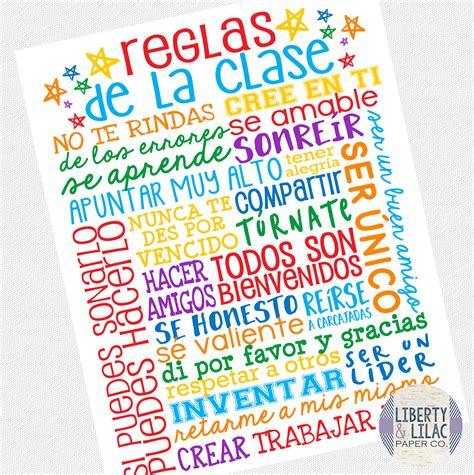 16x20 spanish classroom rules poster reglas de la clase