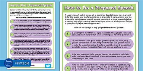 top tips      prepared speech poster twinkl