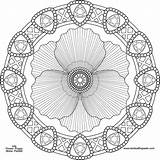 Coloring Flower Mandala Pages August Poppy Printable Advanced Level Birthstone Adults Color Print Adult Colouring Version Difficult Hard Celtic Clipart sketch template