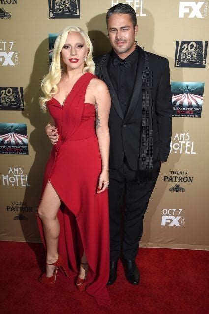 lady gaga makes red hot rare appearance with fiance taylor