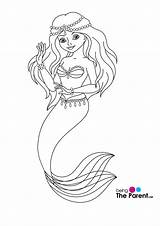 Mermaid Coloring Pages Easy Drawing Flower Little Printable Girl Mermaids Small Drawings Step Tumblr Line Color Krishna Print Draw Tail sketch template