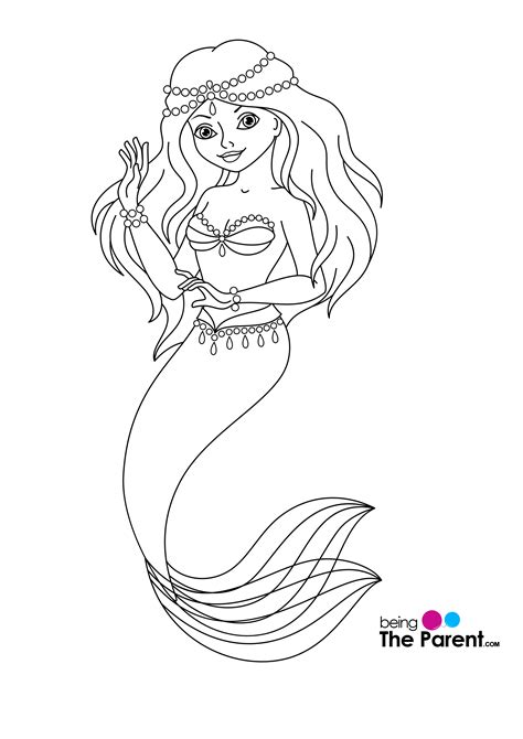 realistic mermaid coloring pages sketch coloring page