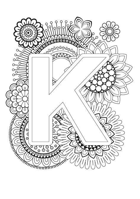 great stock letter coloring pages  adults floral letter