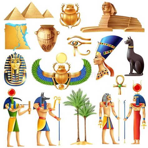 Ancient Egyptian Gods Set Cartoon Design Stock