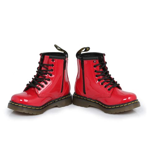 dr martens infants red brooklee kids leather boots sizes   ebay