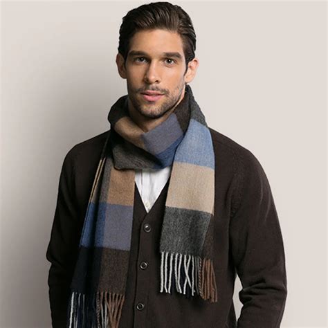quality scarf winter warm men scarf wool cashmere plaid