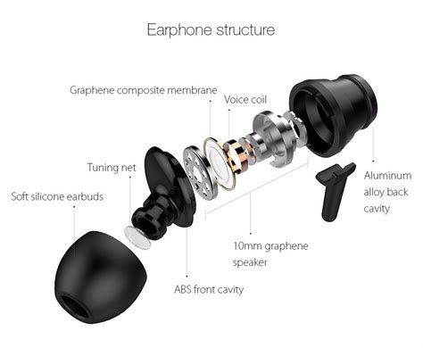 graphene earphone bw es  ear wired control earphone  microphone aluminum ebay